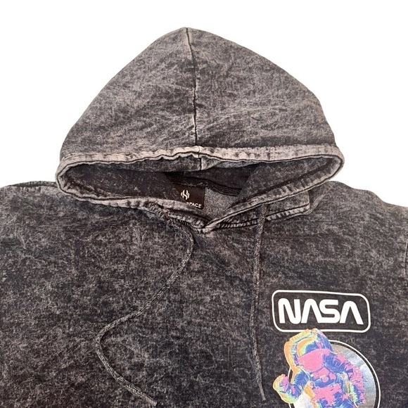HyperSpace NASA Distressed Acid Wash Hoodie Men's Unisex Size Small - Picture 2 of 10
